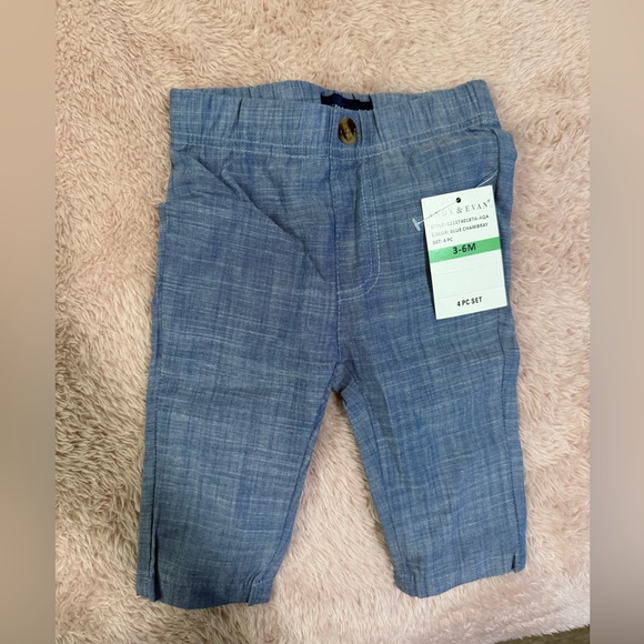 Andy & Evan Blue Chambray Baby Suit Set - Picture 7 of 8